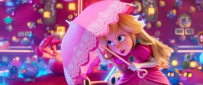 Peach se protège avec son parapluie
