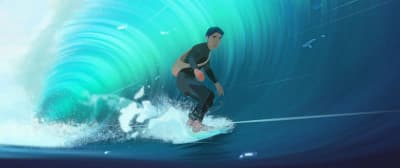 Un jeune homme surf